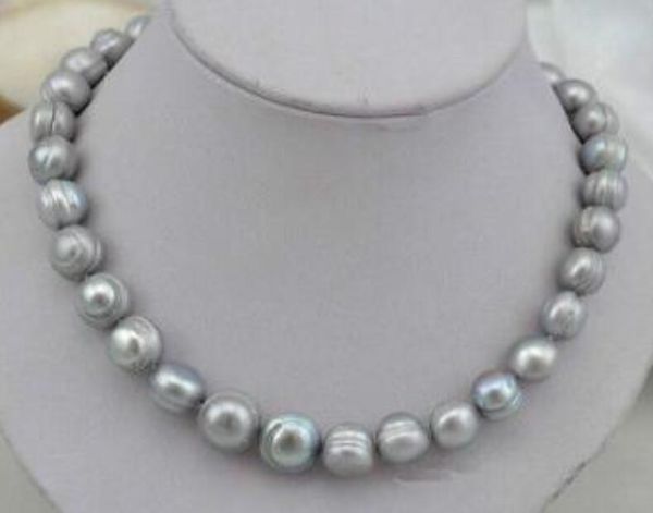 

new 1020+++stunning10-11mm baroque south sea silver grey pearl necklace 18"