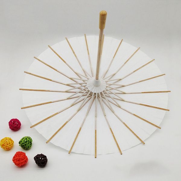 

40 60cm diameter china paper umbrella white color bridal wedding para ol bamboo frame wooden handle white artificial umbrella whole ale