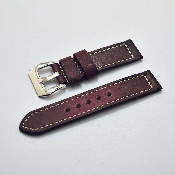 

handmade vintage wine red genuine leather strap watch band 18mm/20mm/22mm/24mmbracelet wrist belt watchband+classic metal buckl, Black;brown