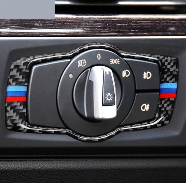 

for bmw e90 e92 carbon fiber car headlamp switch trim refit sticker switch frame decor stickers 3 series 2011-2015 car interior