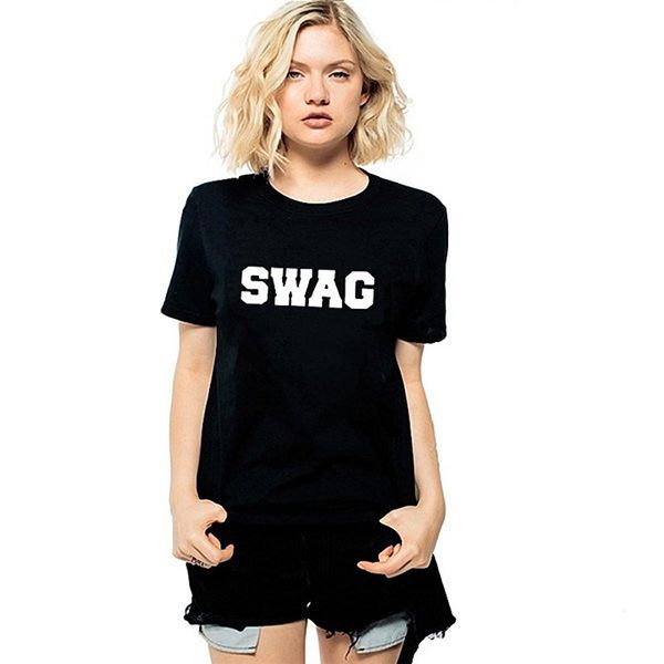 Swag T Shirt Swagger Hip Hop Short Sleeve Gown Free Words Tees Leisure Printing Clothing Quality Unisex Cotton Tshirt Tee Designs Neck T Shirts From