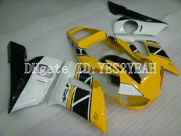 Kit de Carenagem Motocicleta personalizado para YAMAHA YZFR6 98 99 00 02 YZF R6 1998 2002 YZF600 Amarelo branco preto Carimbos conjunto + Presentes YM17