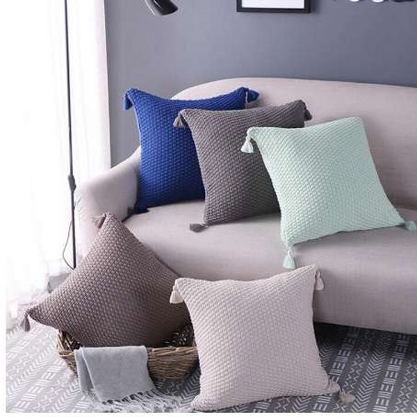 

pillowcases decorative pillows 45cm*45cm knitting fashion throw pillow tassels cases cafe sofa cushion cover home decor july 27