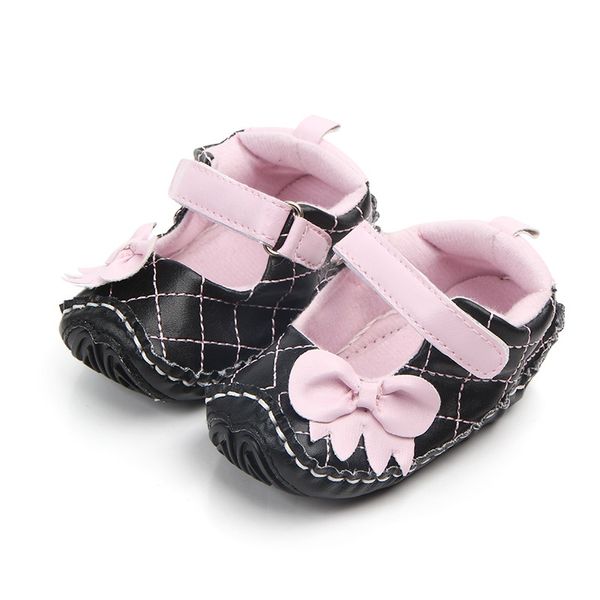 

fashion princess mary jane baby girls shoes pu leather bowknot plaid soft rubber sole no-slip first walker prewalkers