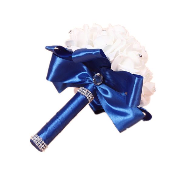 

2pcs handmade bridesmaid wedding decoration foam flowers rose bridal bridemaid wedding bouquet white satin romantic wedding bouquet