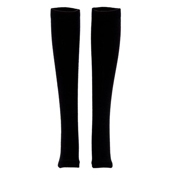 

black elastic fabric acrylic pure pattern knee high pair, Black;gray
