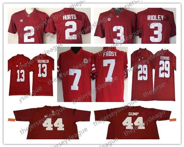 

nebraska cornhusker #7 scott frost alabama crimson tide #44 forrest gump 2 hurts 3 ridley red stitched ncaa college football jerseys, Black