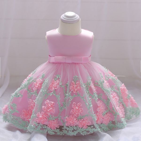 

2018 года изготовления вина Baby Girl Dress Крещение Платья для Девочек 1-й год рождения св