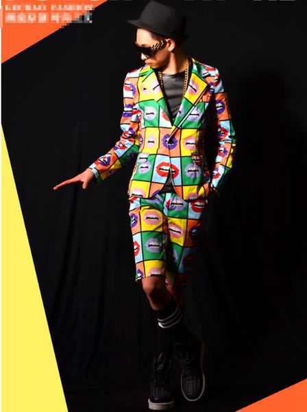 

человек хан издание нового бутика личность якорь бар певица сценические костюмы танец дизайн одежды ветер пальто губы m - 2 xl, Black;red