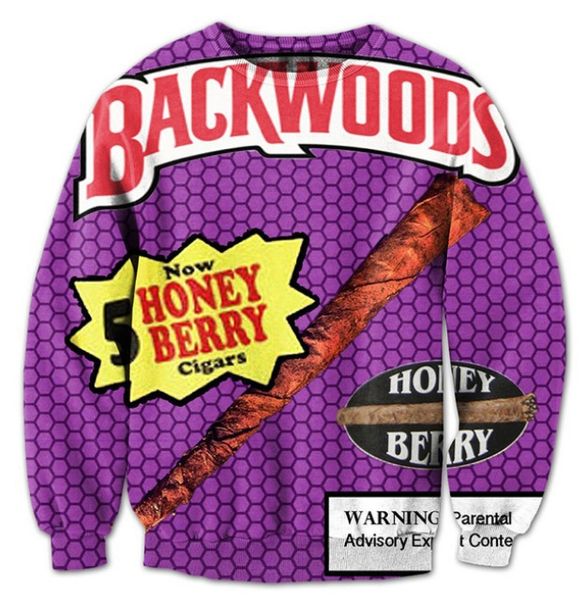 

назад woods honey berry притупляет забавный 3d all over печати crewneck пуловеры кофты hipster streetwear kid unisex сша размер lms0057, Black