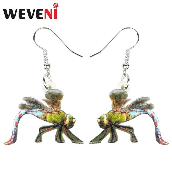 

weveni acrylic anime floral dragonfly insect earrings drop dangle fashion novelty cute animal jewelry for women girls teens gift, Silver