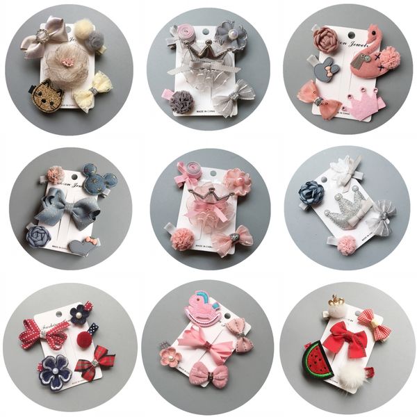 Acheter 15 Styles De Cheveux Fille Accessoires Set Arc Couronne Pinces à Cheveux Set Personnage De Dessin Animé Fleur Noeud Noeud Fleur Tissu épingles