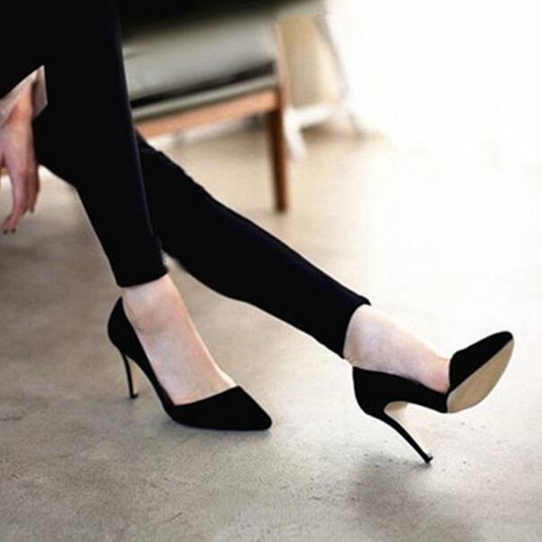

korean new office lady faves slim single high heeled shoes women heels pointed toe pumps black customize big size