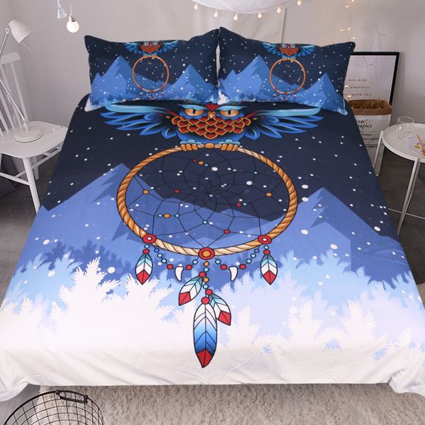 

bedding outlet new cool dreamcatcher bedding set printed romantic 3d owl blue duvet cover dreamlike feathers bedclothes 3pcs