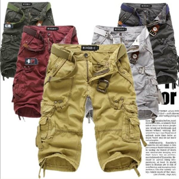 

мужские летние шорты корейские мужские свободные мульти-карман комбинезоны европа и америка промывают обрезанные брюки мужские брюки, White;black
