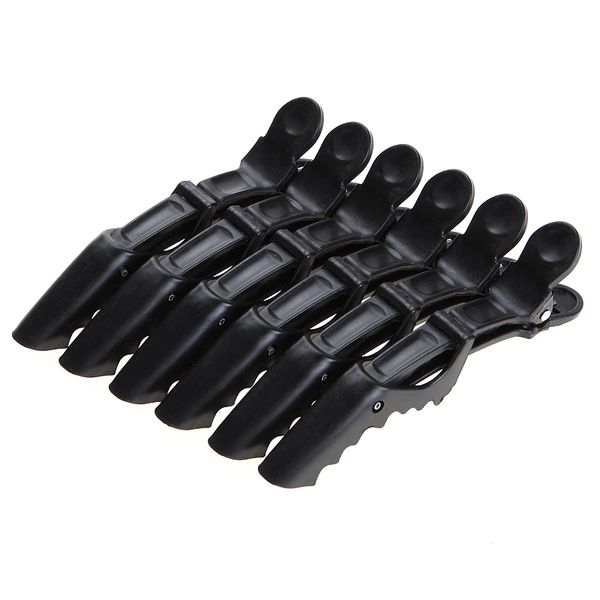 

6pcs/pack black pink hairdressing clamps claw clip pro hair salon plastic crocodile barrette hold hair section clips grip tools