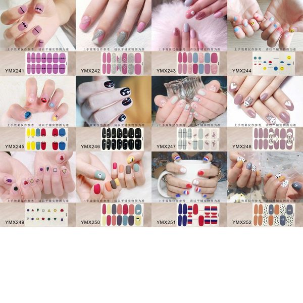 

nail art full-cover sticker sheet 14tips sticker polish ymx241-256, Black