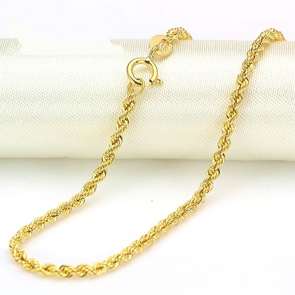 

new au750 pure 18k yellow gold necklace women's rope link chain 24inch, Silver