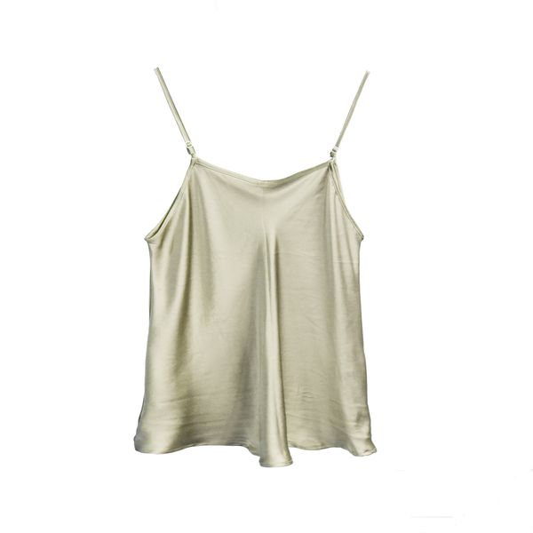 

100% silk glossy camisole with adjustable strap satin silk fabric natural mulberry update new ing, White