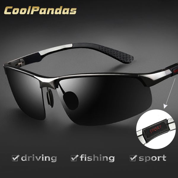 

brand men's aluminum magnesium sun glasses hd polarized uv400 mirror sunglasses driving for men eyewear masculino, White;black