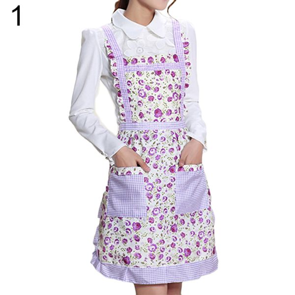 Novo 2016 Bib de Mulheres Comfy Cozinhar Chef Floral Bolso Cozinha Restaurante Princesa Avental