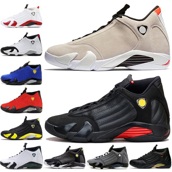 

14 14s mens basketball shoes desert sand dmp last sindiglo thunder blue red suede oxidized green black toe men sports sneakers outdoor