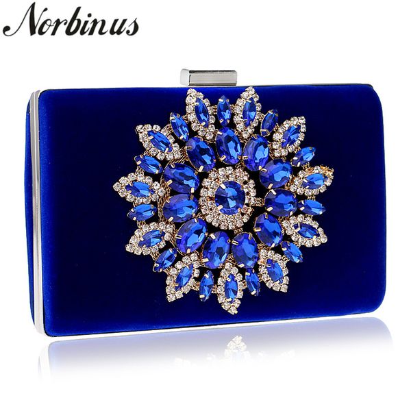 

women flower crystal rhinestones handbags blue gold chain shoulder bags ladies metal day clutches purse wedding wallets