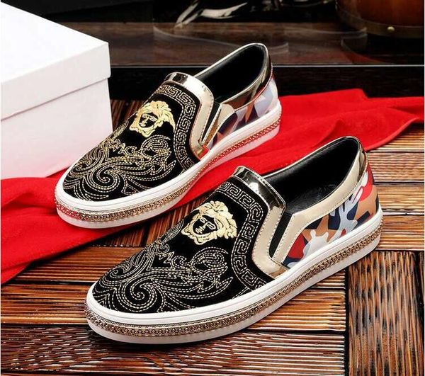 

2018 Мода фасоли обувь, золотая нить вышивка модные мужские повседневная обувь, удо