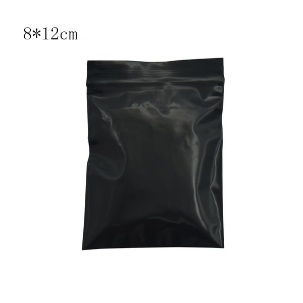 8 * 12 cm Plastica nera 200 Pz / lotto Opaco Lucifugal Zip Lock Pacchetto di archiviazione Sacchetti Autosigillante Cerniera Sacchetti di imballaggio a prova di umidità