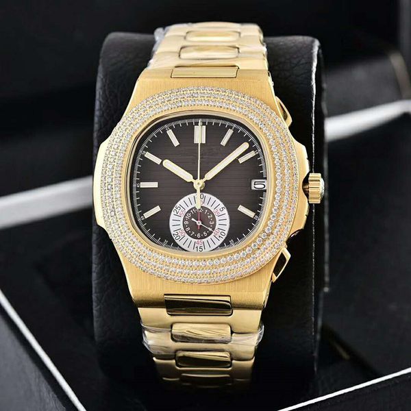 

sport men's watch vk imported quartz movement is stable and accurate sapphire glass stainless steel watch band men's watch, Slivery;brown