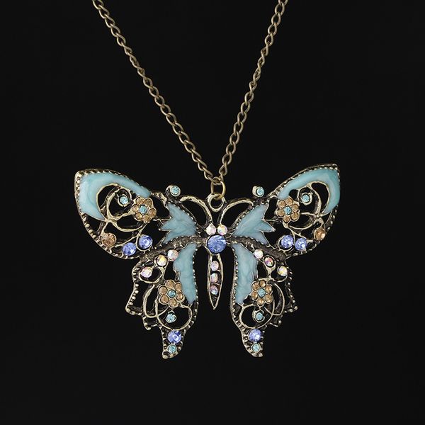 

2018 new fashion fomous jewelry butterfly necklace shaped cute insect charm pendant long necklace for women girls ing, Silver