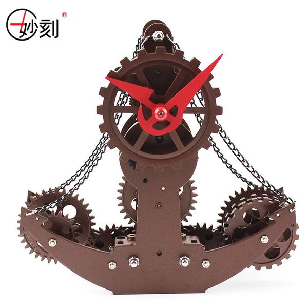 

miao ke 2017 mini gear clock high-end vintage model ships metallic mechanical clock creative table 23