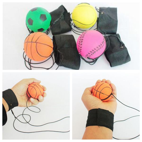 

63mm throwing bouncy ball rubber wri t band bouncing ball kid funny ela tic reaction training ball anti tre toy cca9629 100pc