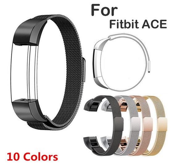 10 ColoSrs Milanese Loop para Fitbit Ace Banda Substituição Substituição Bandas de Pulso Link Pulseira Aço Inoxidável Pulseira Ace Cinturão