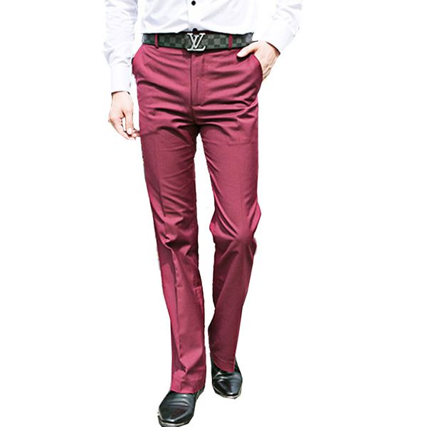 

2018 wine red men's spring and summer thin section big feet trousers slim korean trousers men's blue, Black