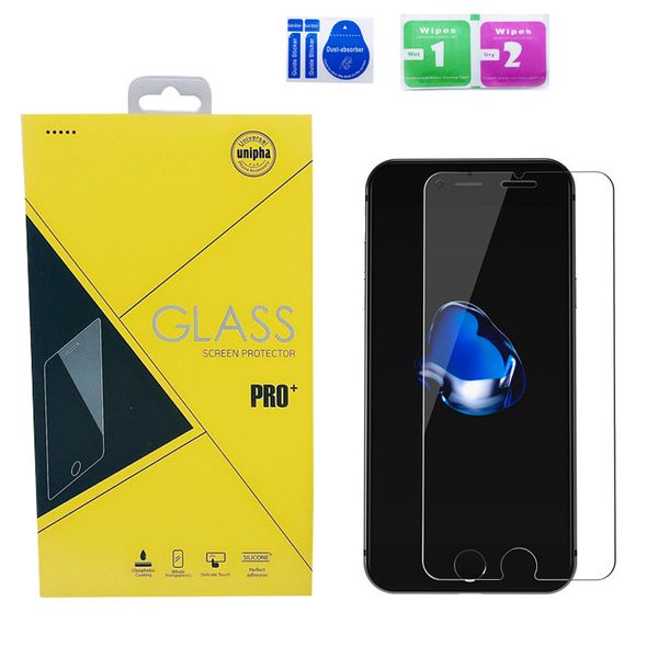 Para iphone x 8 7 plus 6 s protetor de tela de vidro temperado galaxy j7 prime s7 9 h 2.5d filme anti-shatter qualidade premium com caixa de varejo