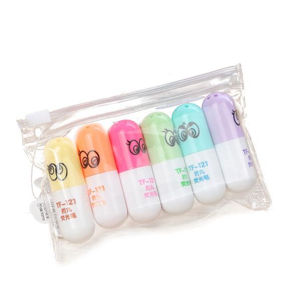 

adeeing 6pcs/box design fashion highlighter pen high grade marker pen - random color cute cartoon design pencil r30, Black;red