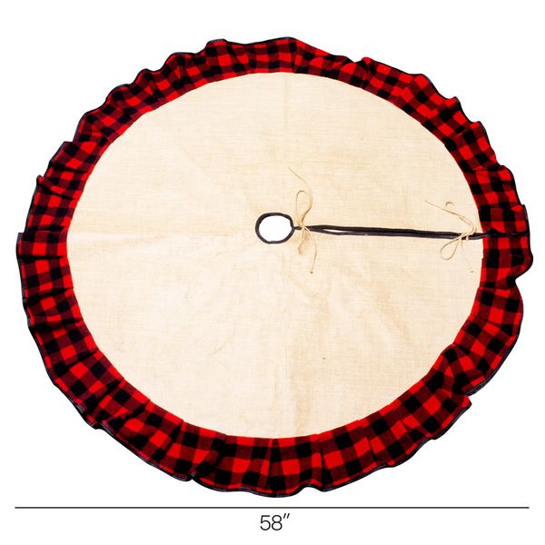 

patchwork check burlap ruffle christmas tree skirts wholesale blanks 54 inch red buffalo christmas mat ornament decoration gift dom1095