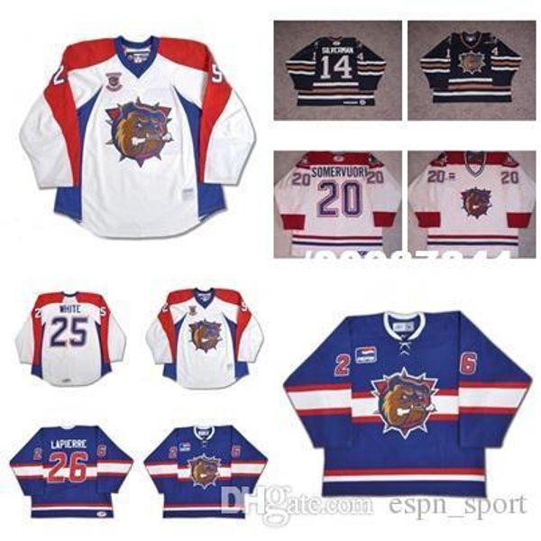 

custom 26 lapierre mens womens kids ahl hamilton bulldogs 20 eero somervuori 100% embroidery custom any name any no. ice hockey jerseys, Black;red