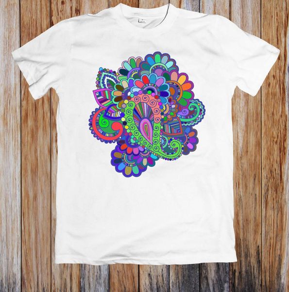 

prismatic henna tattoo t-shirt, White;black