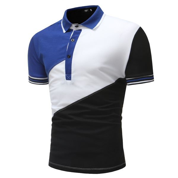

mens patchwork contrast color shirts summer casual panelled short sleeve male t-shirts ing, White;black