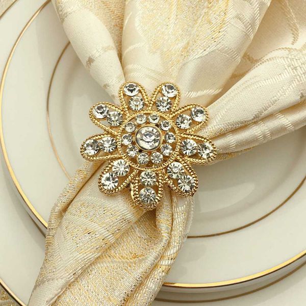 

12pcs wedding banquet napkin metal alloy towel buckle continental golden diamond napkins buckle l deskdecorations
