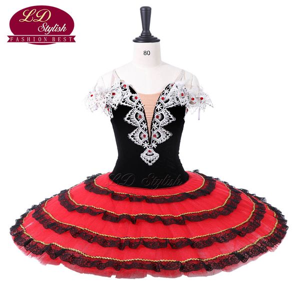 

black professional ballet tutu women red the nutcracker performance stage wear girls ballet dance competition costumes ballet skirt, Black;red