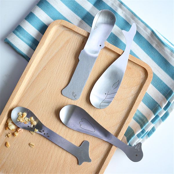 

cute ice cream spoons matte polish stainless steel duck whale hippo giraffe animal spoons for children