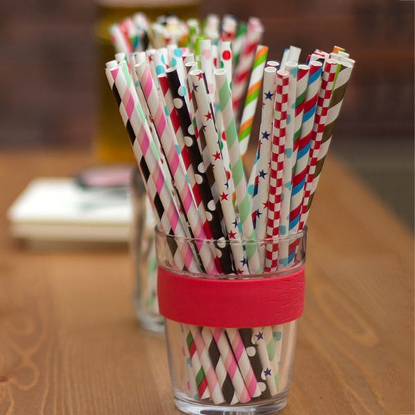 

25pcs mixed color paper straws biodegradable straws paper drinking straw for party wedding decoration birthday favors
