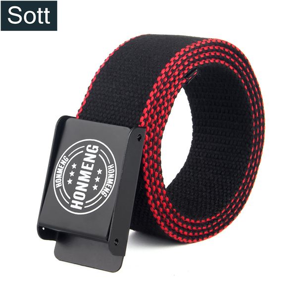 

sott] 2018 designer striped knitted women's men's belts alloy buckle fabric belt for jeans harajuku punk female cinto, Black;brown