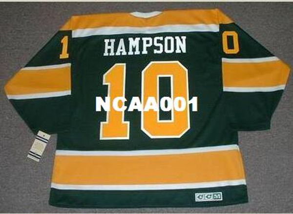 

men #10 ted hampson california golden seals 1970 ccm vintage retro hockey jersey or custom any name or number retro jersey, Black;red