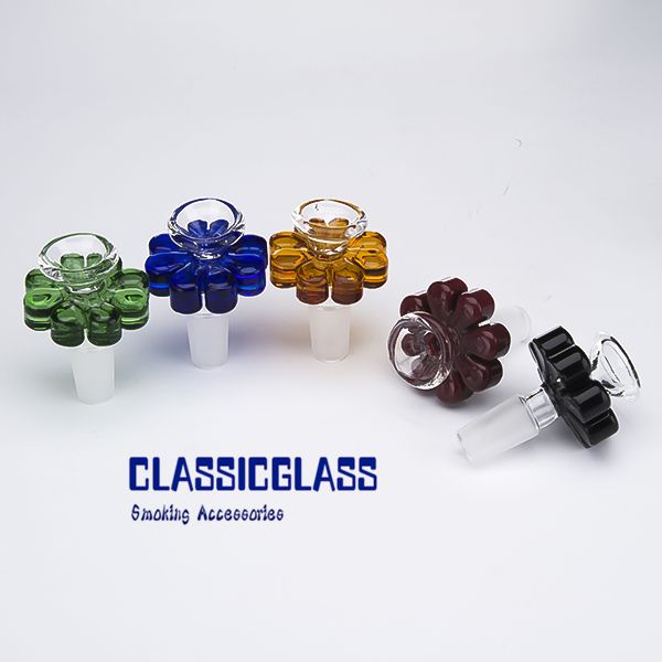 Цветная стеклянная чаша, держатель для травы с цветочным стилем, 10 мм, 14 мм, 18 мм, мужской дымовой аксессуар для стеклянной водопроводной трубы