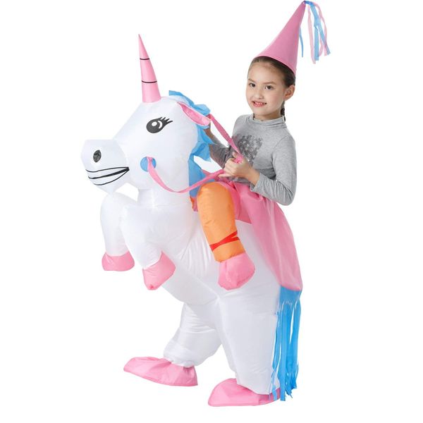 

children inflatable unicorn costumes set for halloween christmas fancy party dress prom carnival costume suit, Black;red