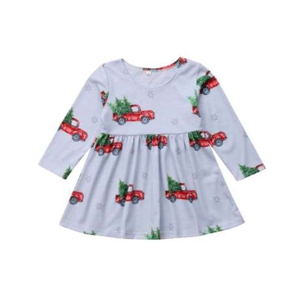 

christmas toddler kids baby girl dress long sleeve car pattern a-line princess girls holiday party dresses xmas clothes, Red;yellow